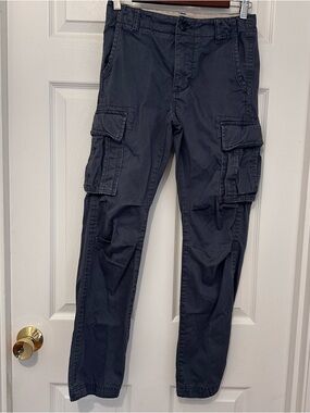 Gap Kids Size 14 SB Cargo Pants Gray 100% Cotton Adjustable Waist Side Pockets